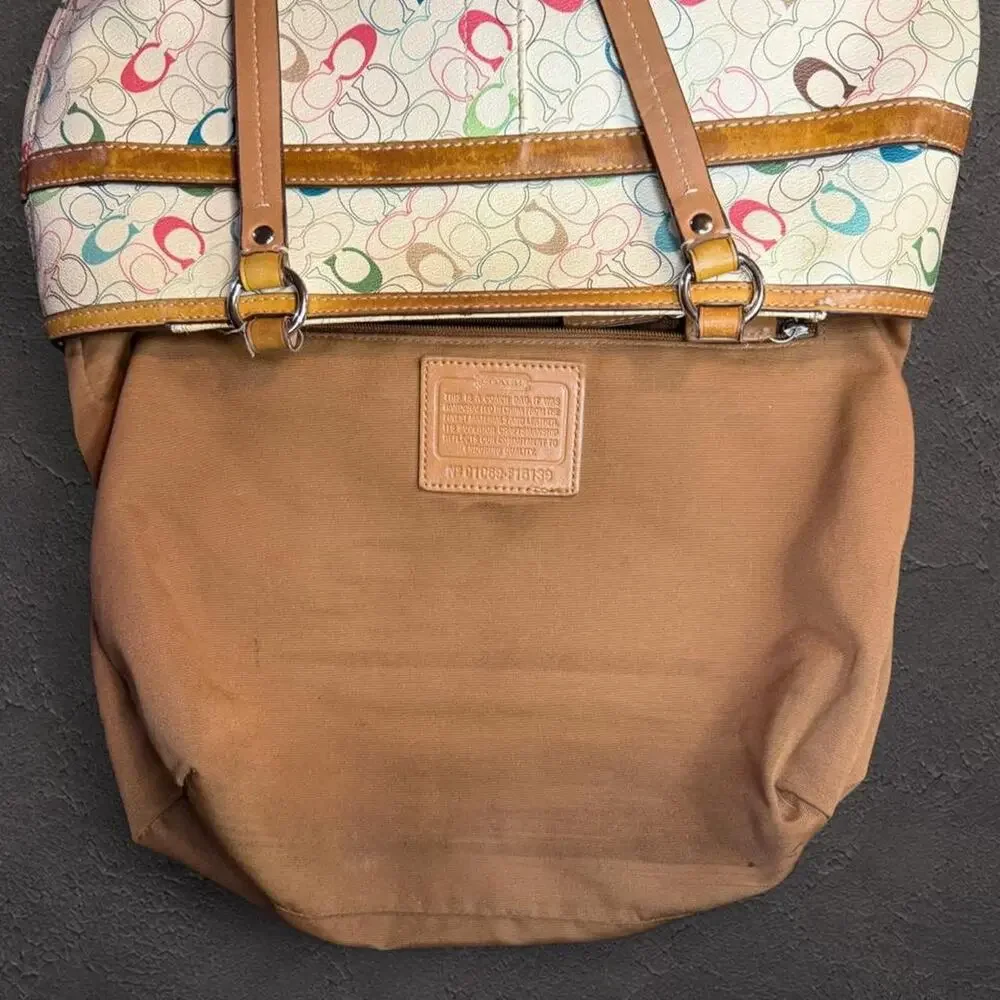 Coach multicolor signature stripe tote